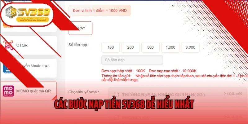 Các bước nạp tiền SV368 dễ hiểu nhất